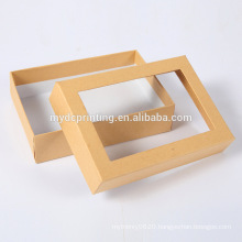 Lid and Base Gift Packaging Brown Paper Box with Clear Window